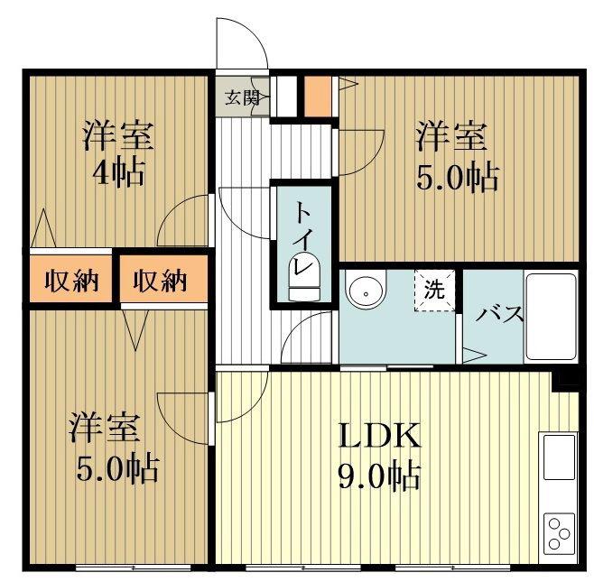 ル・シエロB(3LDK/1階)の間取り写真