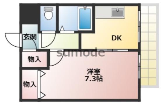 アライブ千里丘(1DK/6階)の間取り写真