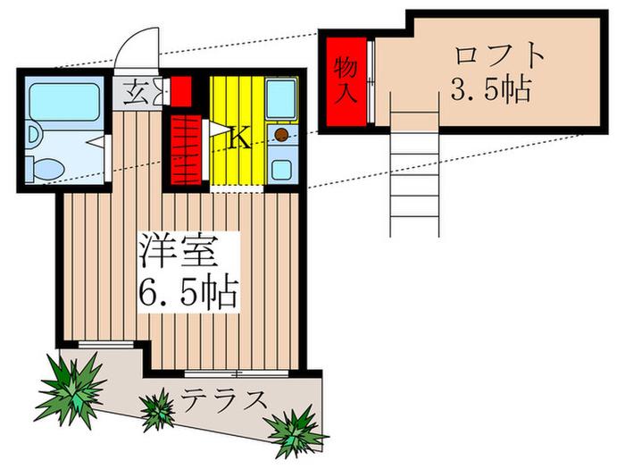 三宅ハイツ(ワンルーム/1階)の間取り写真