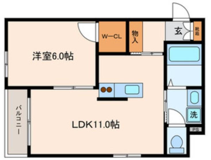 エスティア(1LDK/3階)の間取り写真