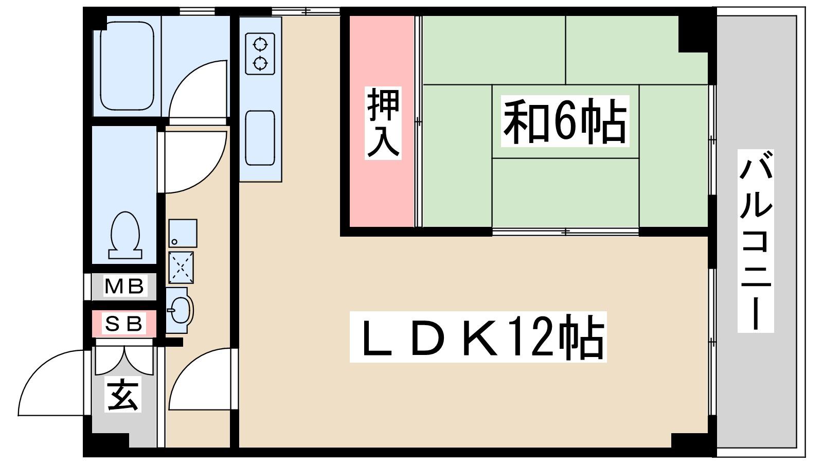 シャトー中尾(1LDK/5階)の間取り写真