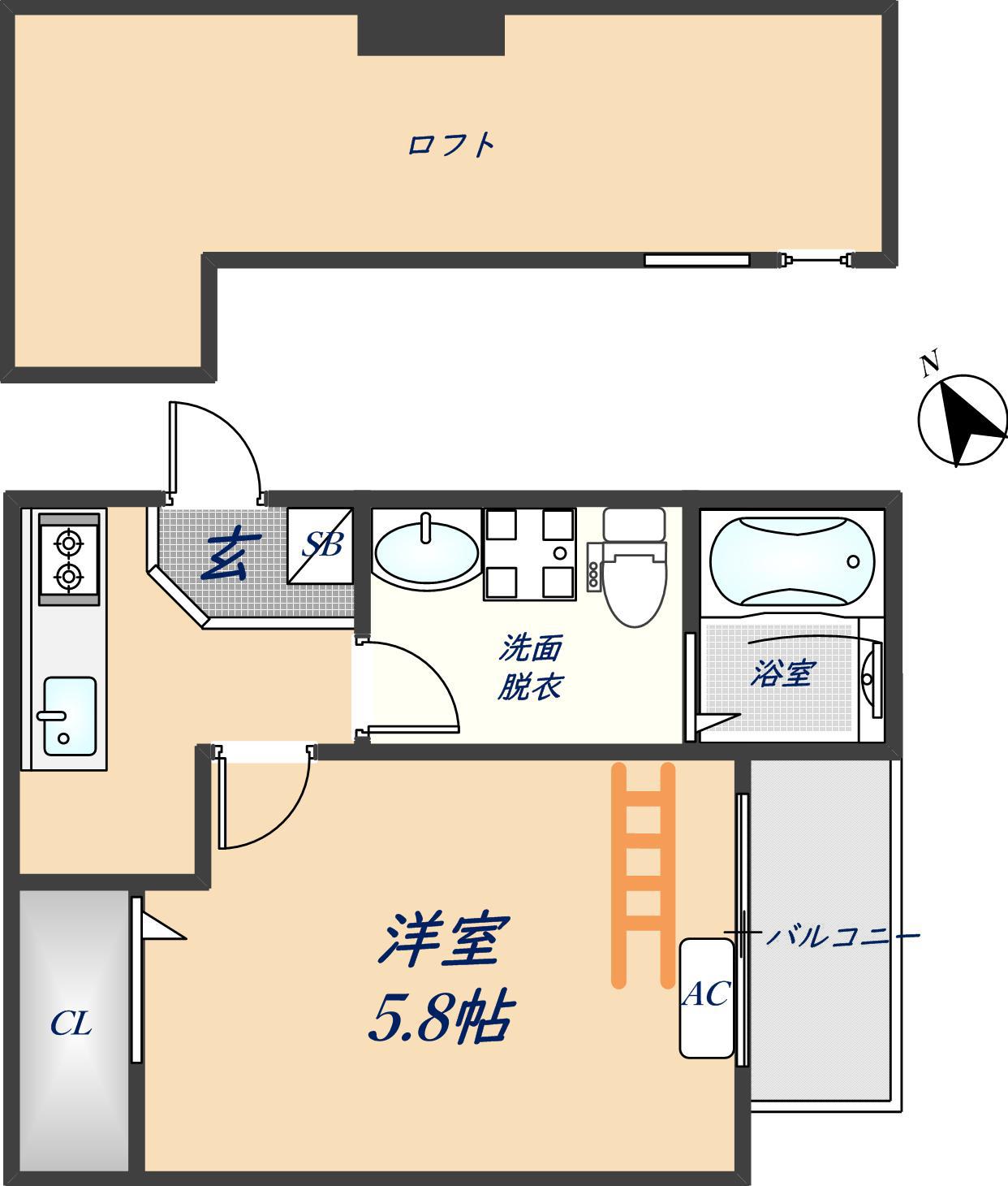 アミークス(1K/1階)の間取り写真