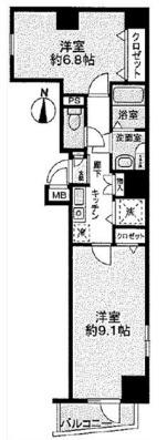 リクレイシア西麻布II番館(2K/2階)の間取り写真