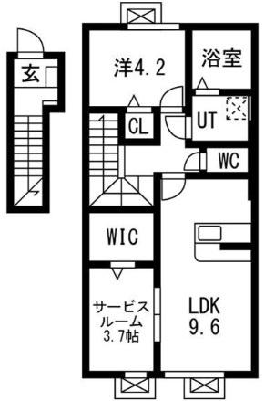 レジデンスII (1SLDK/2階)の間取り写真