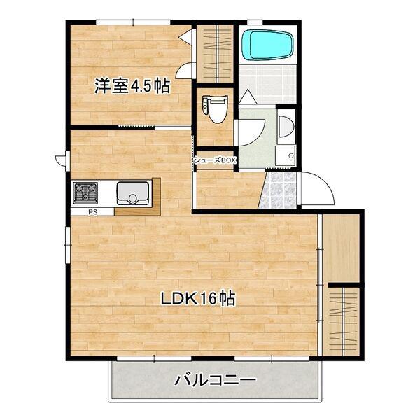 ルミエールA(1LDK/1階)の間取り写真
