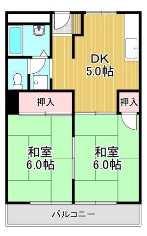 アクセス久野喜台マンション(2DK/2階)の間取り写真