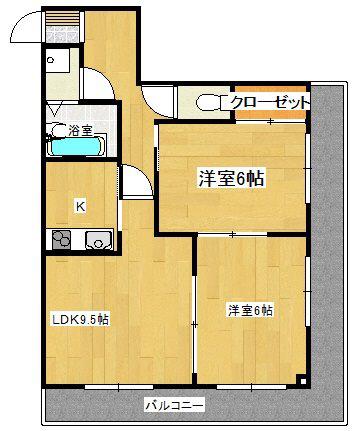 パークサイド喜沢(2LDK/2階)の間取り写真