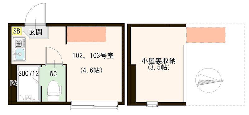 JEWEL COURT北千住(ワンルーム/1階)の間取り写真
