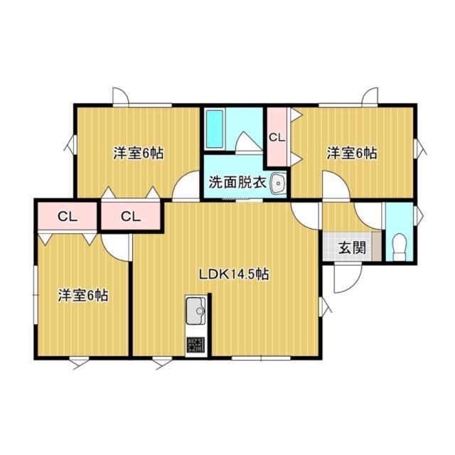 パオス桔梗(3LDK/1階)の間取り写真