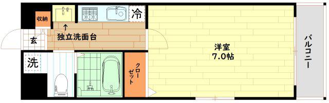 ジュネーゼグラン福島ミラージュ(1K/4階)の間取り写真