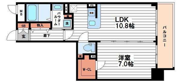 アプリーレ堺筋本町(1LDK/2階)の間取り写真