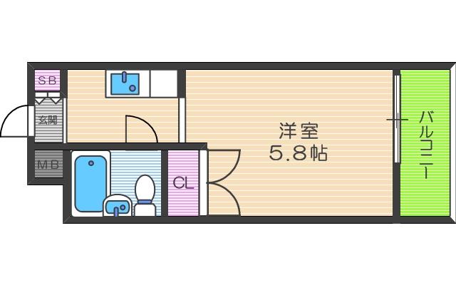 シャルム北梅田(ワンルーム/5階)の間取り写真