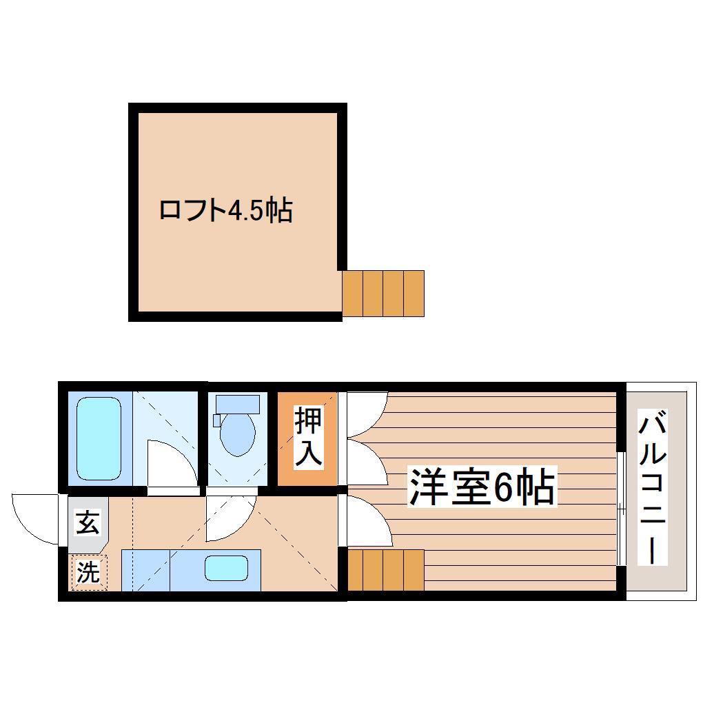 山の寺ミディハイツ(1K/2階)の間取り写真