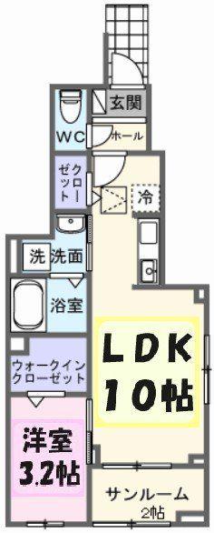 エテルノ アルドール(1LDK/1階)の間取り写真