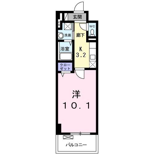 レイラニ130フラッツ(1K/4階)の間取り写真