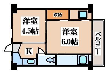 ビレッジハウス忠岡(1DK/5階)の間取り写真