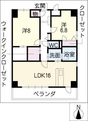 グリーンベル(2LDK/3階)の間取り写真