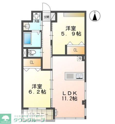 UN HOMME(2LDK/3階)の間取り写真