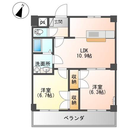 ルミナスハイム羽浦(2LDK/2階)の間取り写真