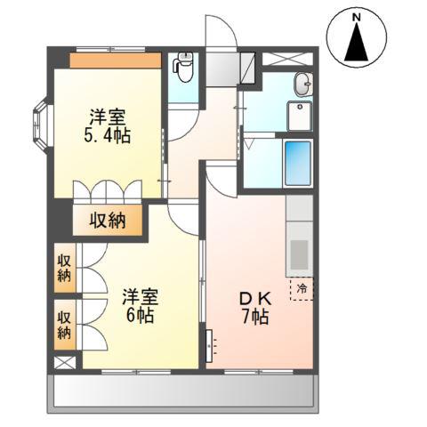CENTURY椿A(2DK/2階)の間取り写真