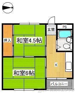 上田辺マンション(2K/4階)の間取り写真