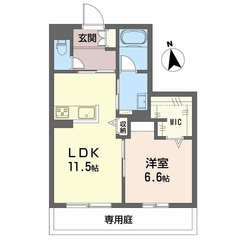 グローブガーデンA(1LDK/2階)の間取り写真