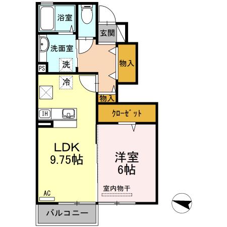 オズ パディ(1LDK/1階)の間取り写真