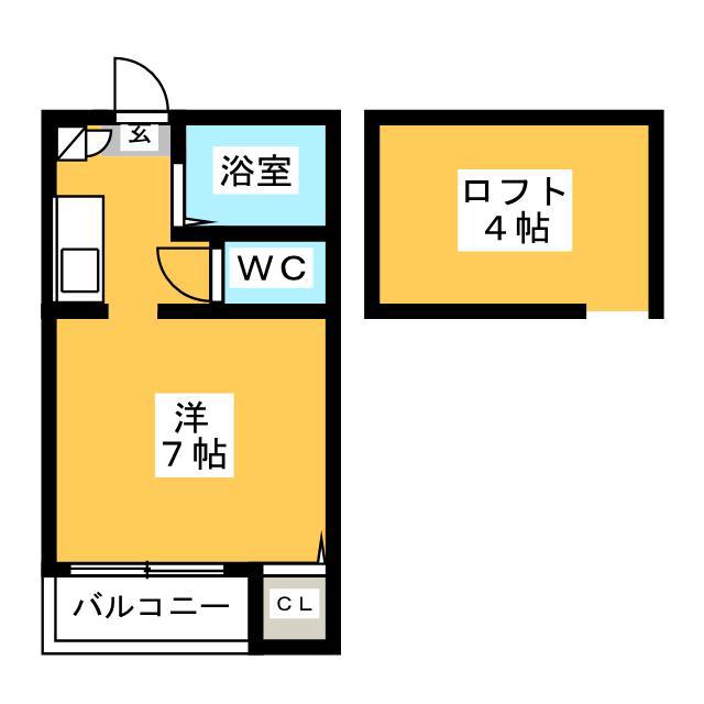 プラムハウス(ワンルーム/1階)の間取り写真