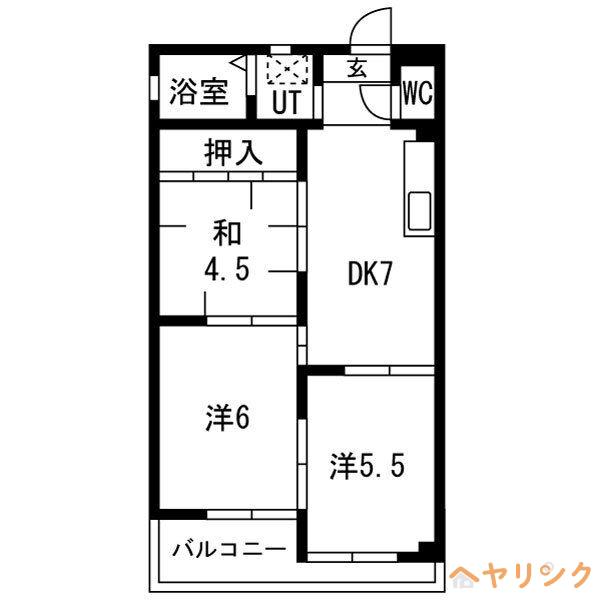 シャルムあおぎり(3DK/2階)の間取り写真