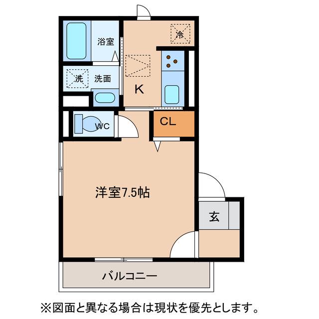 LA VILLA五個荘 B棟(1K/2階)の間取り写真