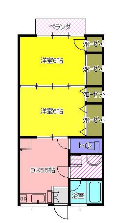 サンハイツ(2DK/1階)の間取り写真