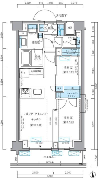 パークアクシス品川シーサイド(2LDK/4階)の間取り写真