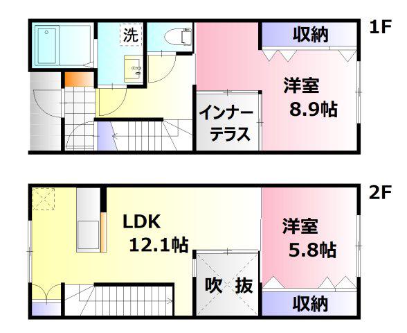 M-STYLE北大河(2LDK/1階)の間取り写真