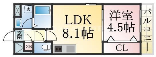 ジーメゾン平磯(1LDK/3階)の間取り写真