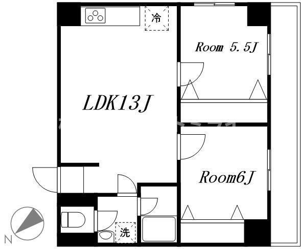 第5三和ビル(2LDK/5階)の間取り写真