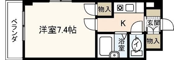 ソレーユ西山(1K/6階)の間取り写真