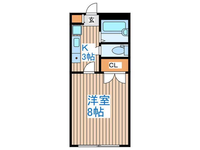 ウィングスII(1K/1階)の間取り写真