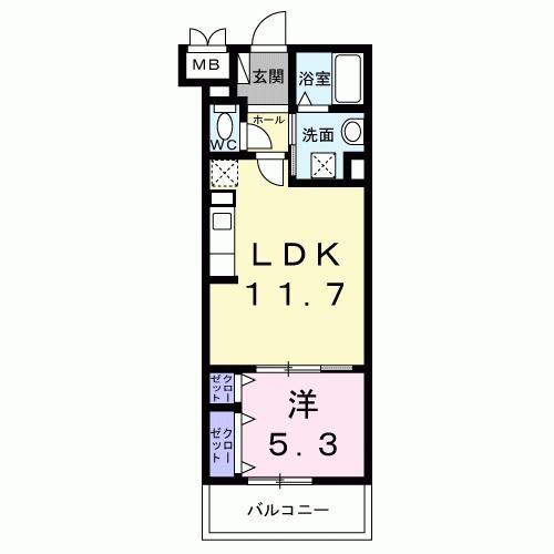 ソレアード志茂(1LDK/1階)の間取り写真