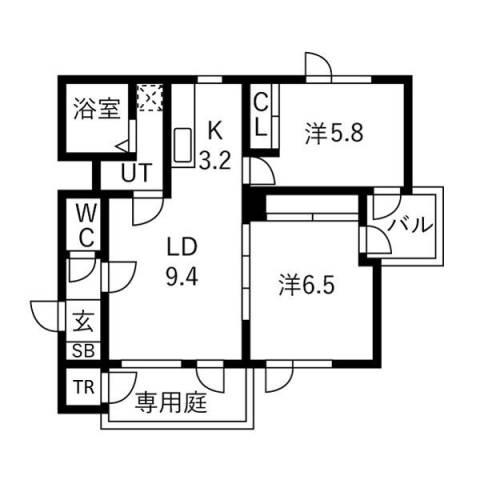 パークカーサ福住(2LDK/3階)の間取り写真