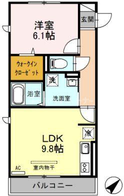 プルミエール大宮七里B(1LDK/3階)の間取り写真
