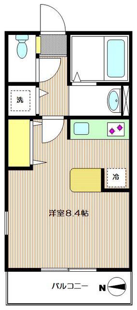 キャロット(ワンルーム/2階)の間取り写真