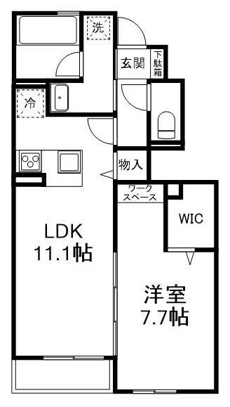 MALIEII(1LDK/1階)の間取り写真