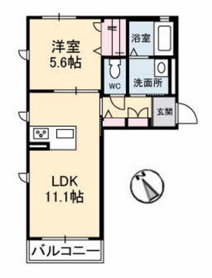 シャーメゾン安東(1LDK/2階)の間取り写真