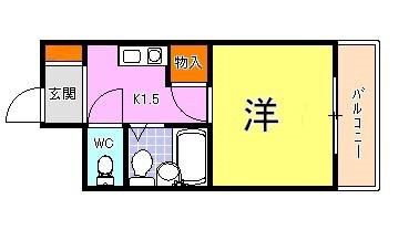 ソレイユ武庫川(1K/1階)の間取り写真