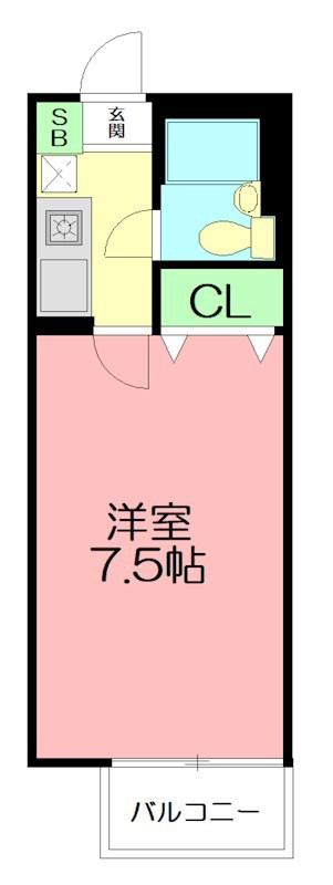 ペルソンヌ下依知(1K/2階)の間取り写真