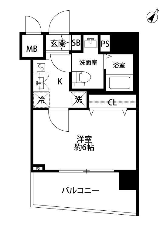 ハーモニーレジデンス東京イーストコア(1K/2階)の間取り写真
