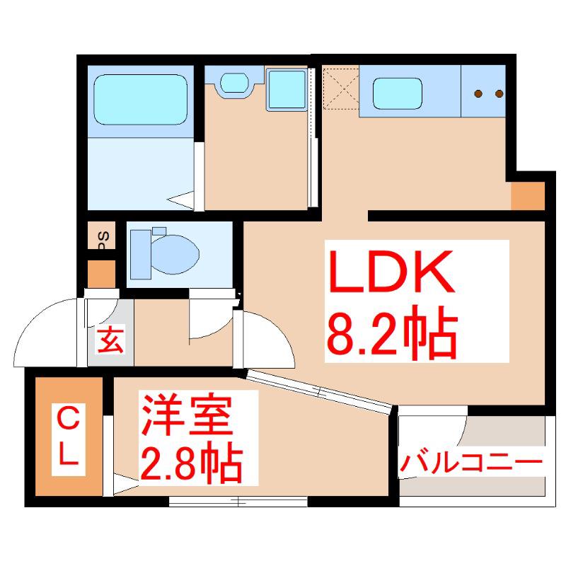 アルカディア谷山中央(1LDK/3階)の間取り写真
