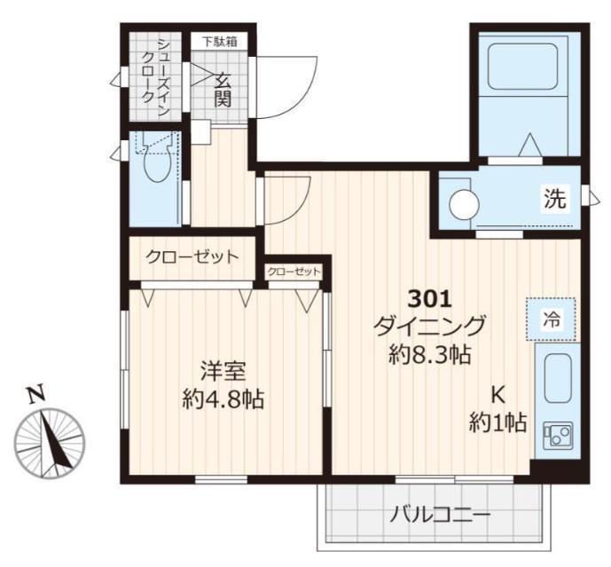 メゾンK(1LDK/3階)の間取り写真