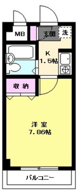 富士見ハイツ(1K/2階)の間取り写真