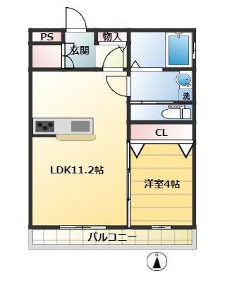 コンフォート市川(1LDK/1階)の間取り写真